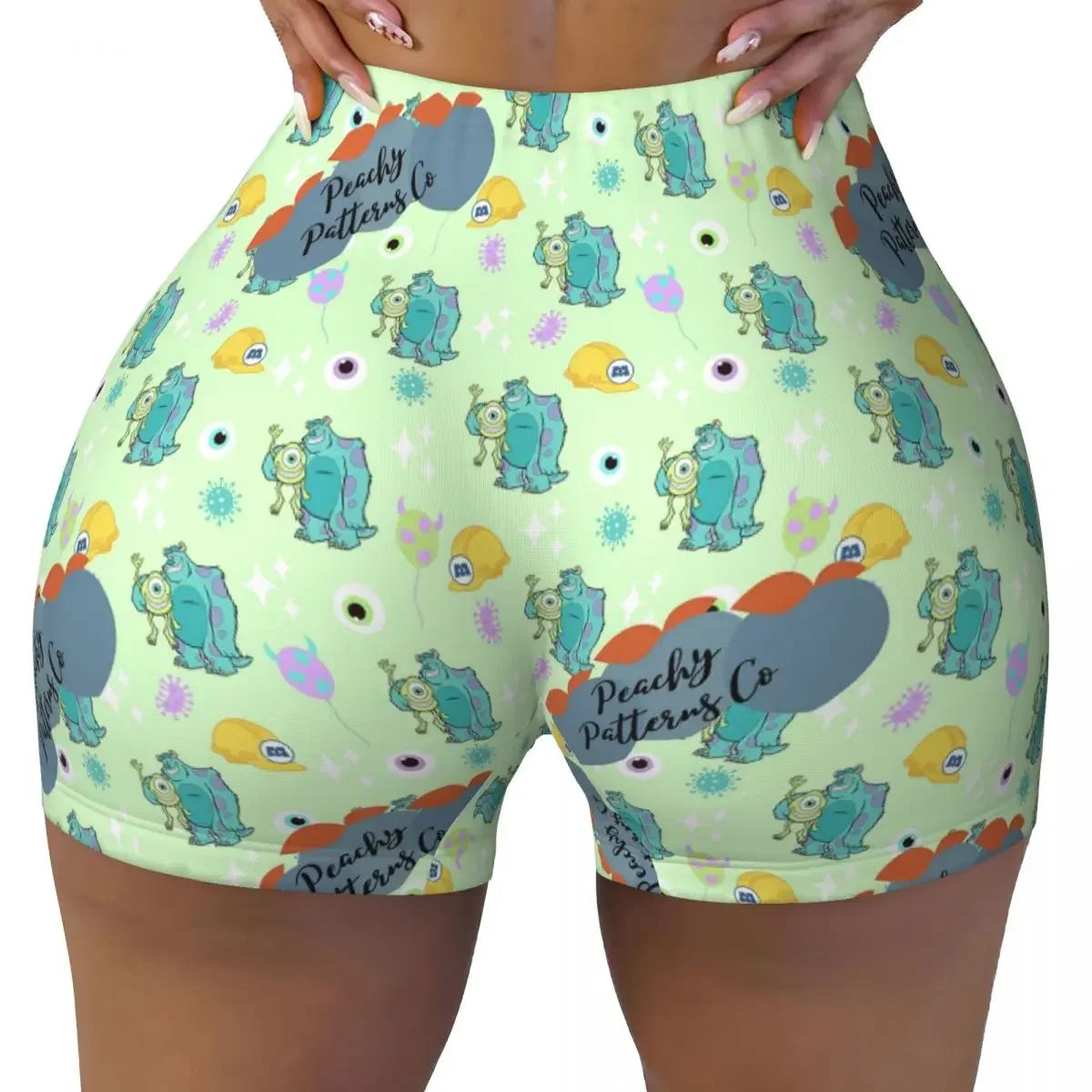 Custom Monsters University Mike M Logo Biker Running Gym Shorts for Women Athletic Workout Yoga Shorts