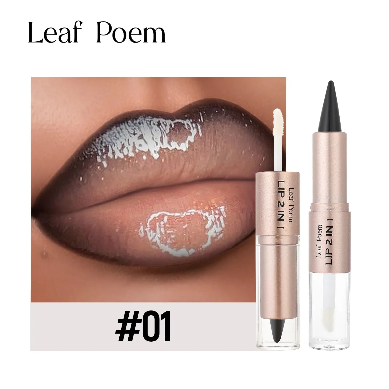 2 in1 Tapered Gradient Lipliner Pen Nude Brown Mirror Glass Lip Gloss Matte Lip Liner Waterproof Lip Contour Non Stick Makeup