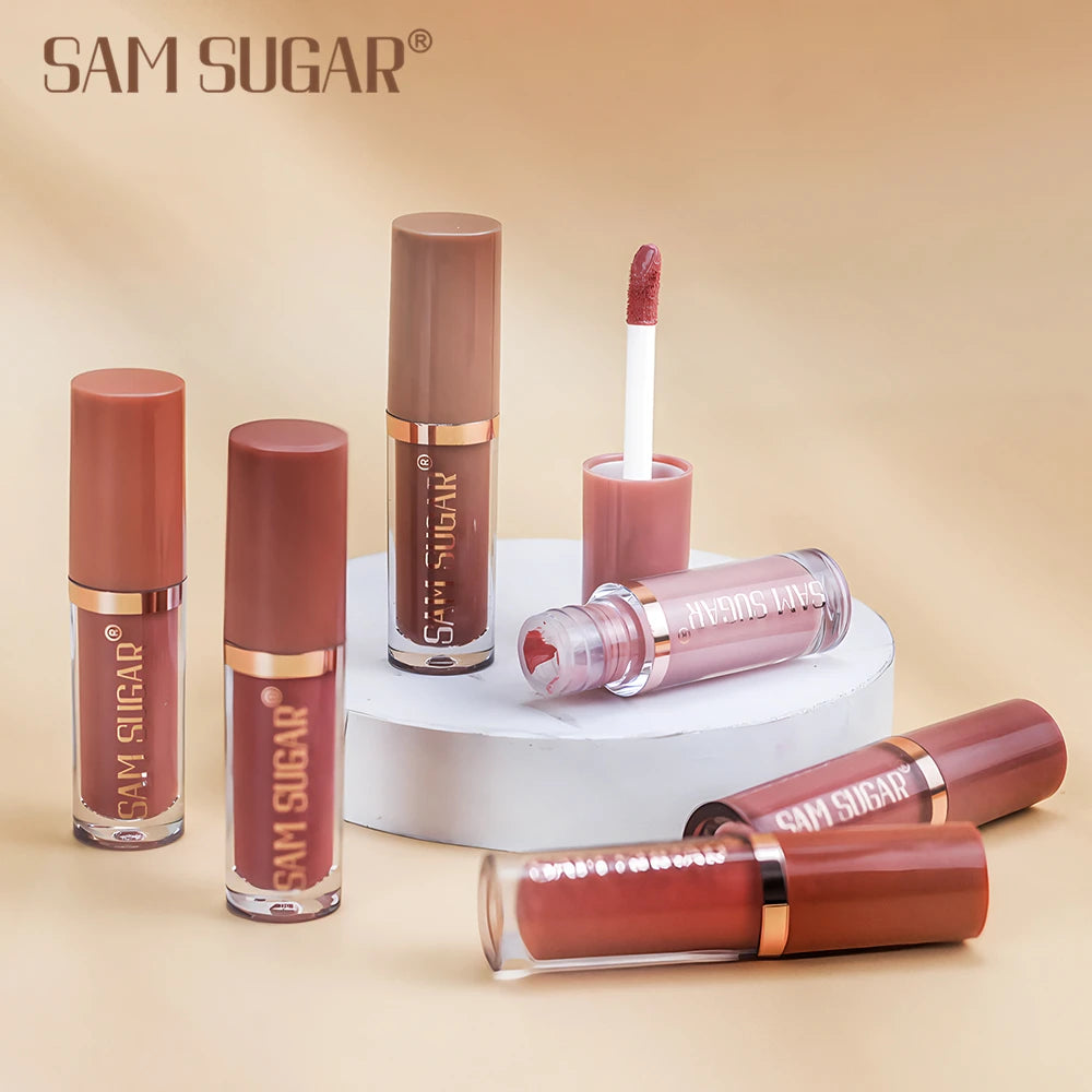 SAM SUGAR 12-Color Lip Gloss Lipstick Set Liquid Matte Velvet Women's Makeup Long-Lasting Waterproof Christmas gift