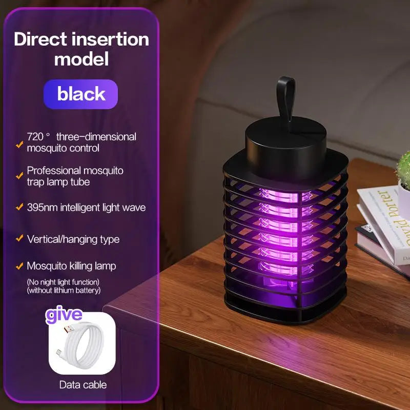 Electric Shock LED Mosquito Killer Lamp Indoor USB Rechargeable Portable Electric Fly Trap Mute Anti Mosquito Lamp