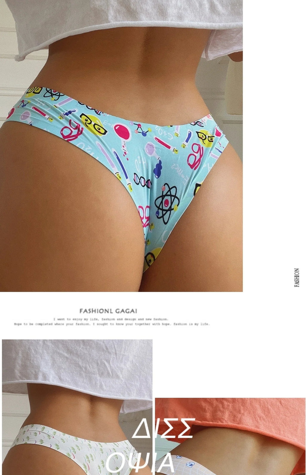 SP&CITY Graffiti Printed Ice Silk Sexy Thong Low Waist Sports Sexy Women's Underwear Fitness Traceless Panties Seamless Briefs