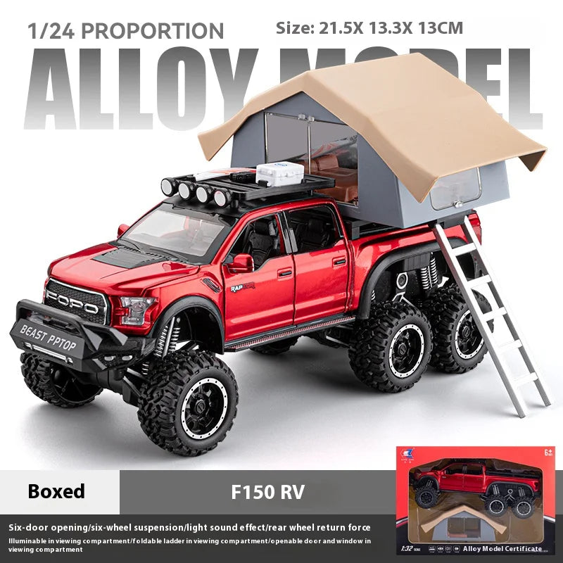 1:24 Pickup Trucks for Boys F150 Raptor Diecast Metal Model Car with Sound and Light for Kids Age 3 Year and up Blue