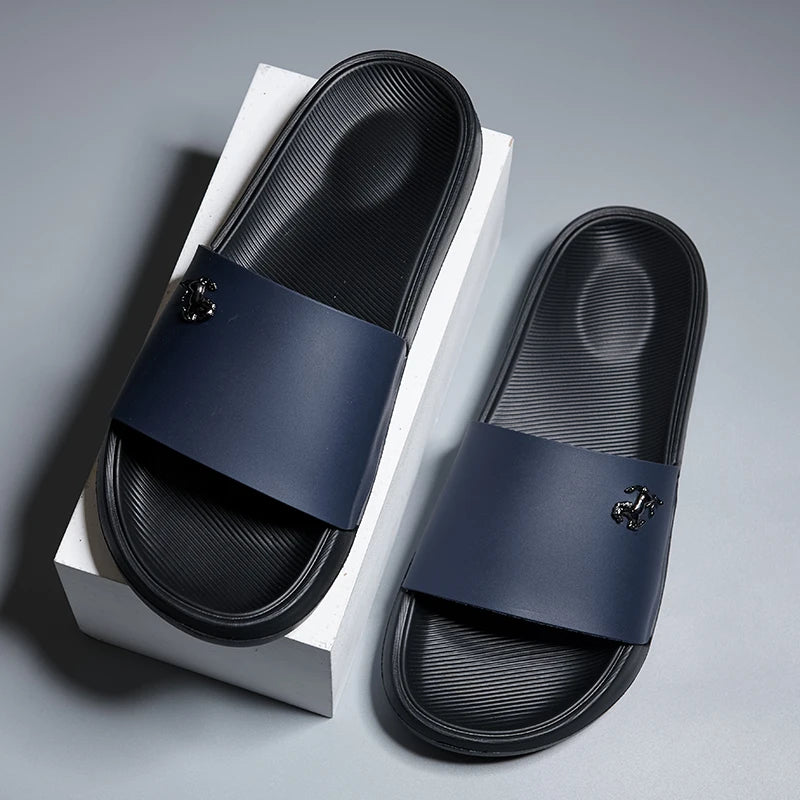 Men's Slide Sandals Soft Comfortable Non-Slip Slippers Indoor Outdoor Bathroom Beach Shoes Quick-Dry EVA Platform Lightweight