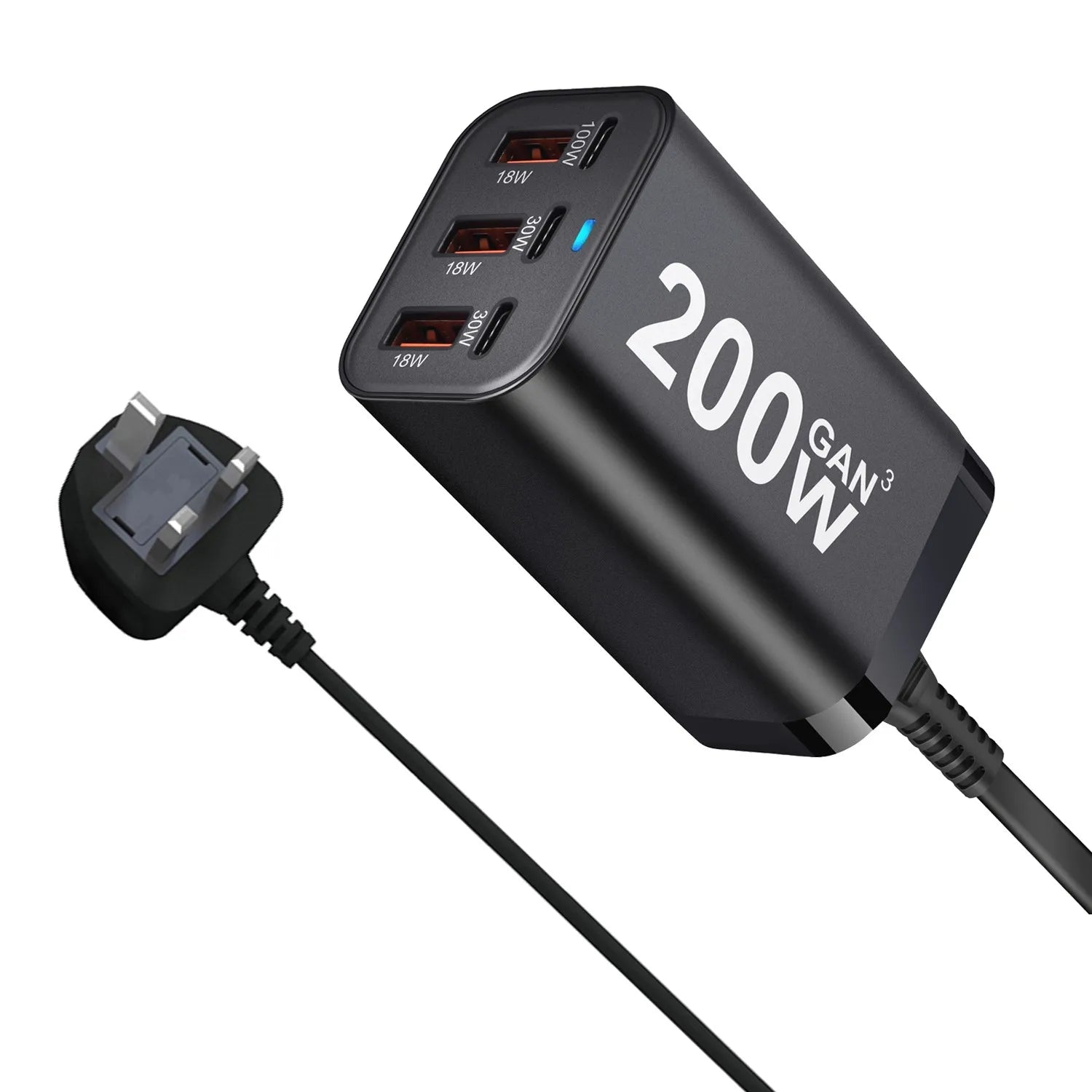 USB C Fast 200W 6-Port Charging  Fast  GaN Charger Power Adapter For iPhone 14/13/12 Series, Samsung Galaxy S23/S22/S21