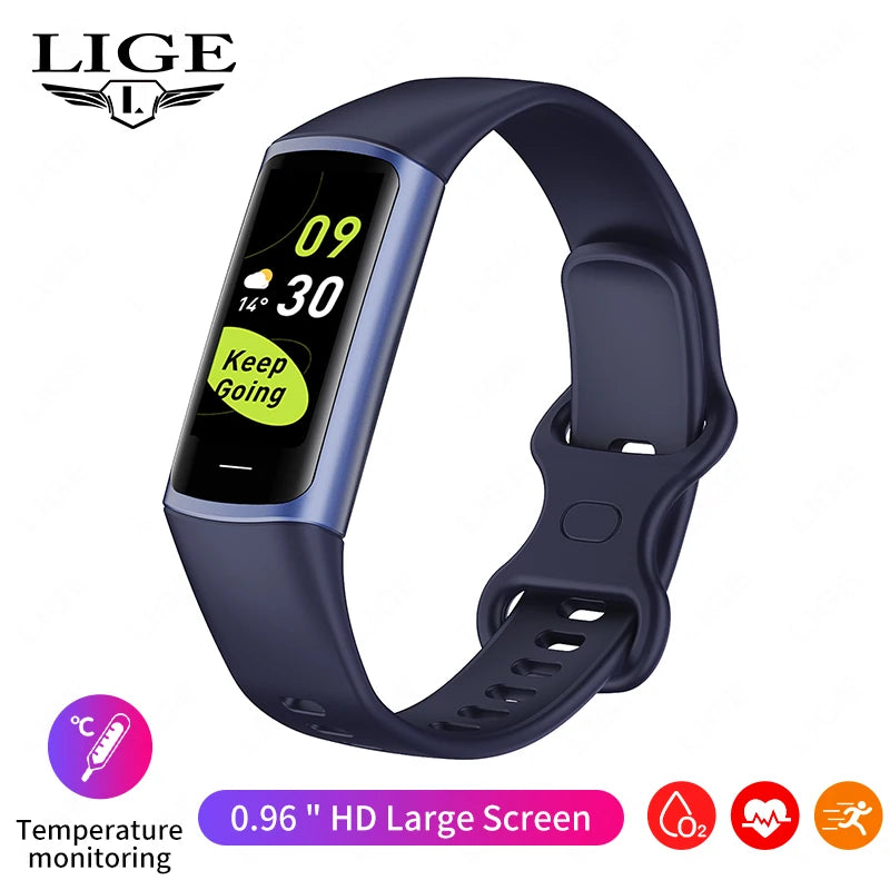 LIGE New Smart Wristband Sport Fitness Heart Rate Tracker Smartwatch AMOLED Screen Waterproof Smart Bracelet For Men Women 2026
