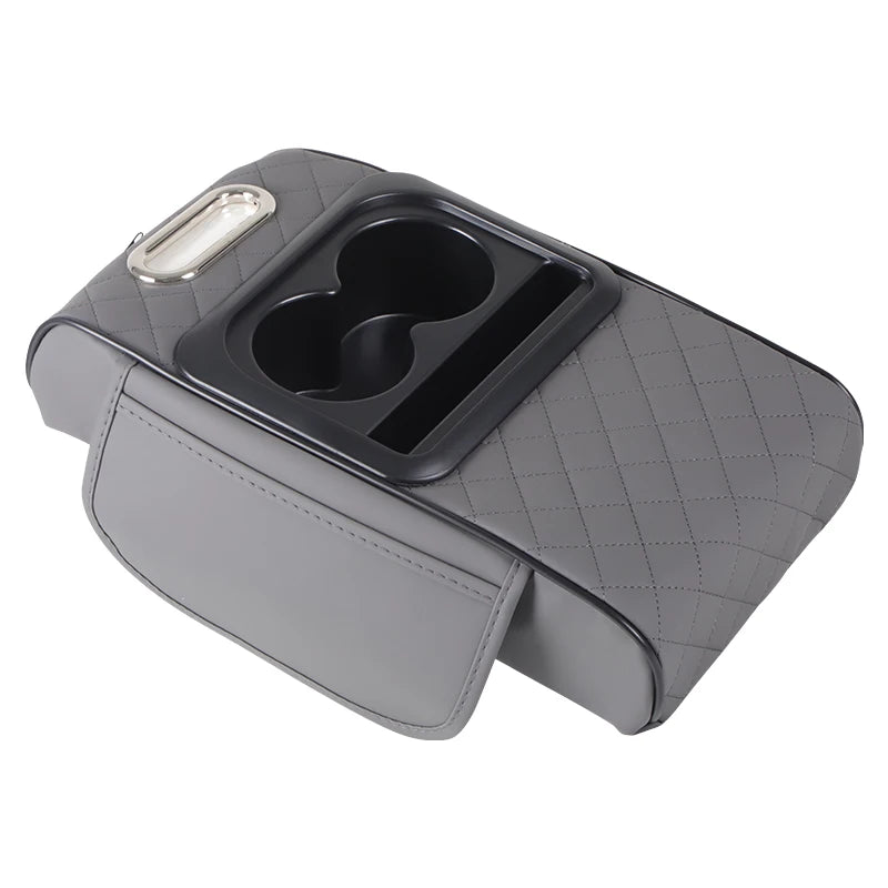 Car Armrest Storage Box, Car Center Console Organizer, Armrest Heightening Cushion with Cup Holder Armrest Storage Organizer Box